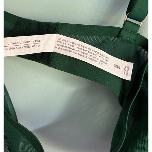 Auden Mesh Unlined Demi Bra 36B Green - Picture 6 of 7